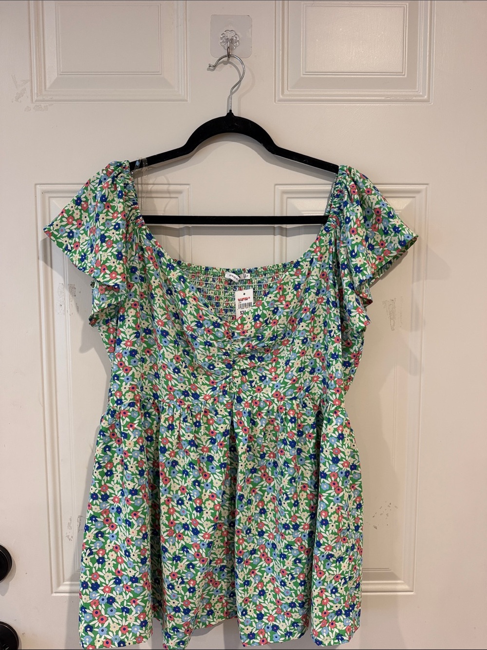 Staccato Green Floral Ruffle-Sleeve Girls' Dress